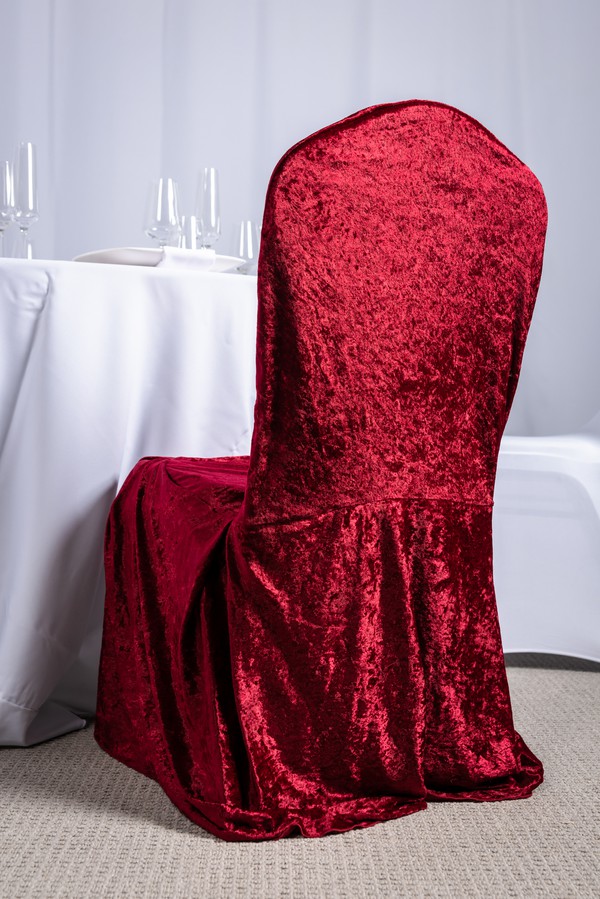 Burgundy Banqueting Crushed Velvet Chairs Covers