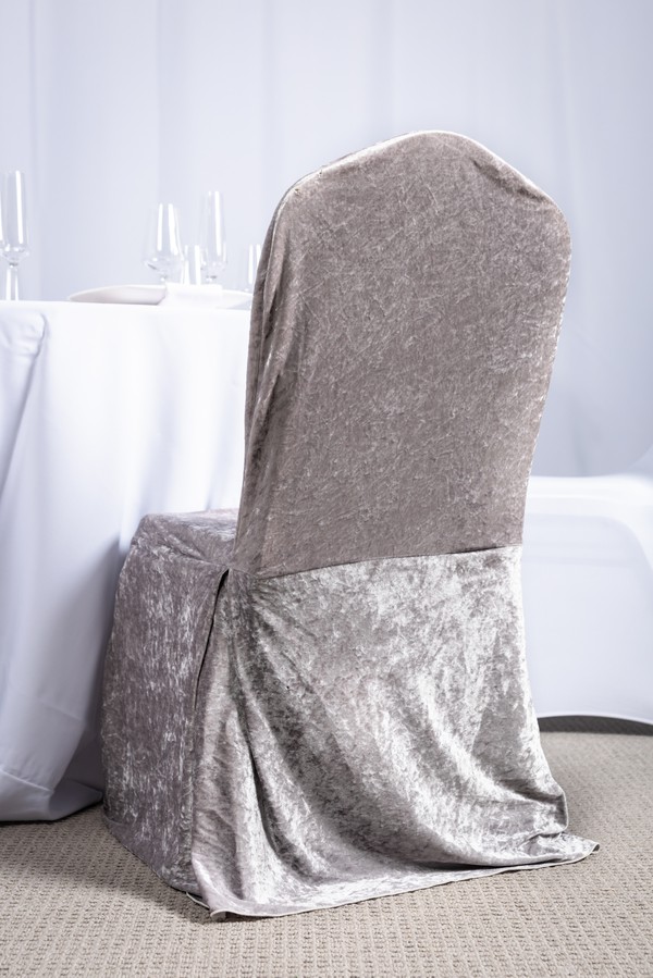 Crushed velvet chair cover in Silver