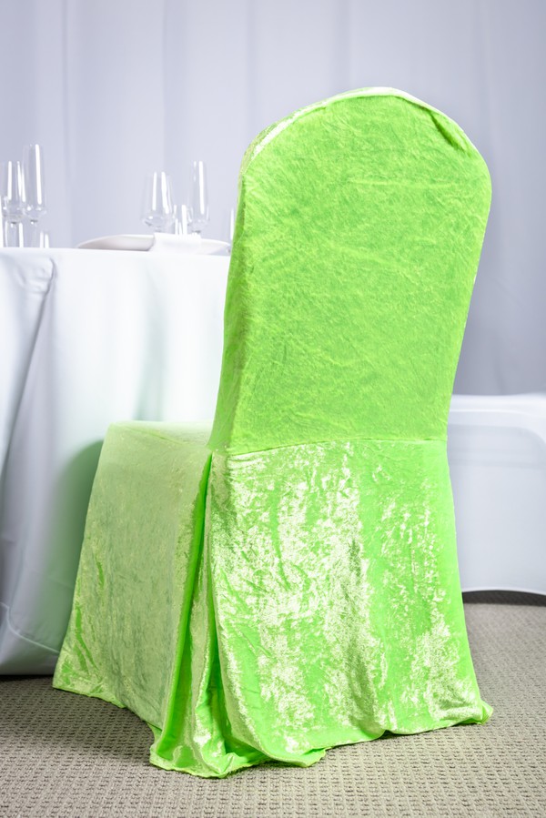 Green crushed velvet chair cover