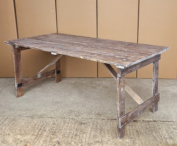 New 50x 6ft x 3ft Rustic Trestle Tables For Sale