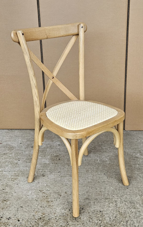 New 330x Natural Elm Cross Back Chairs For Sale