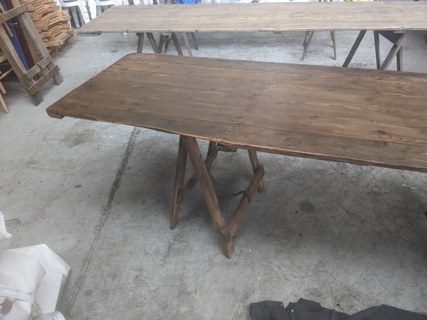 Secondhand 9ft Rustic Trestle Tables For Sale