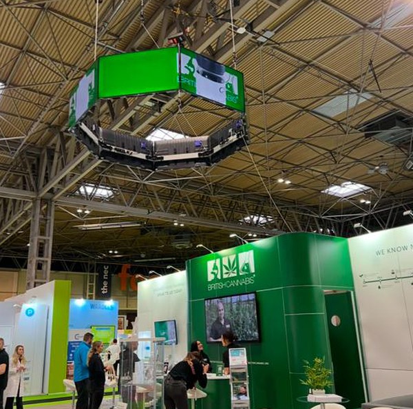 Octagonal Suspended 8-Screen Display For Sale