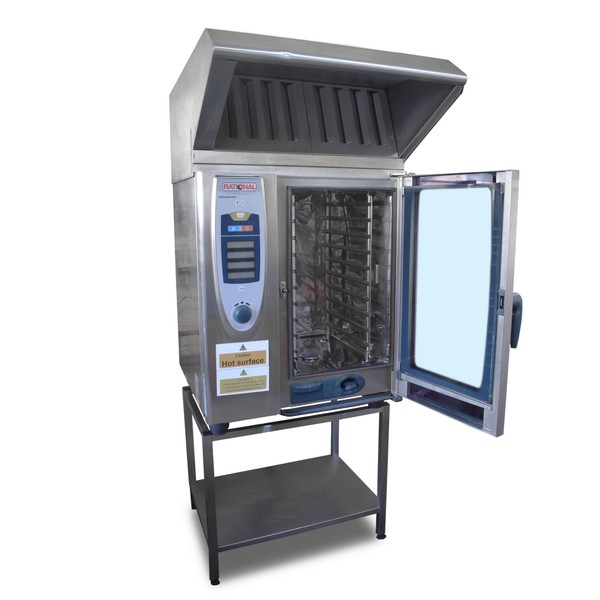 Secondhand Rational SCC101 10 Grid Combi Oven, Condensation Hood For Sale