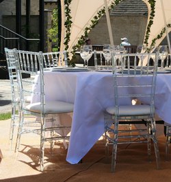 Secondhand Ice Chairs with Ivory Seat Pads For Sale