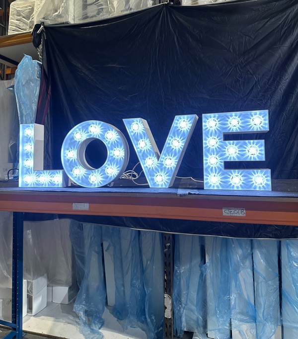 Secondhand LED 'LOVE' Letters 16 Inches High For Sale