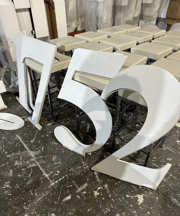 Used 24x 3ft Flat White Painted Numbers For Sale