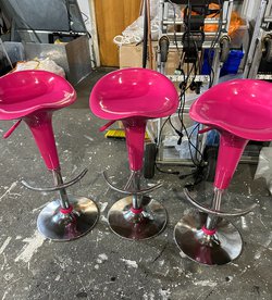 Secondhand 3x Vivid Pink Gas Lift Stools For Sale