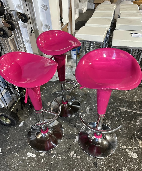 3x Vivid Pink Gas Lift Stools For Sale