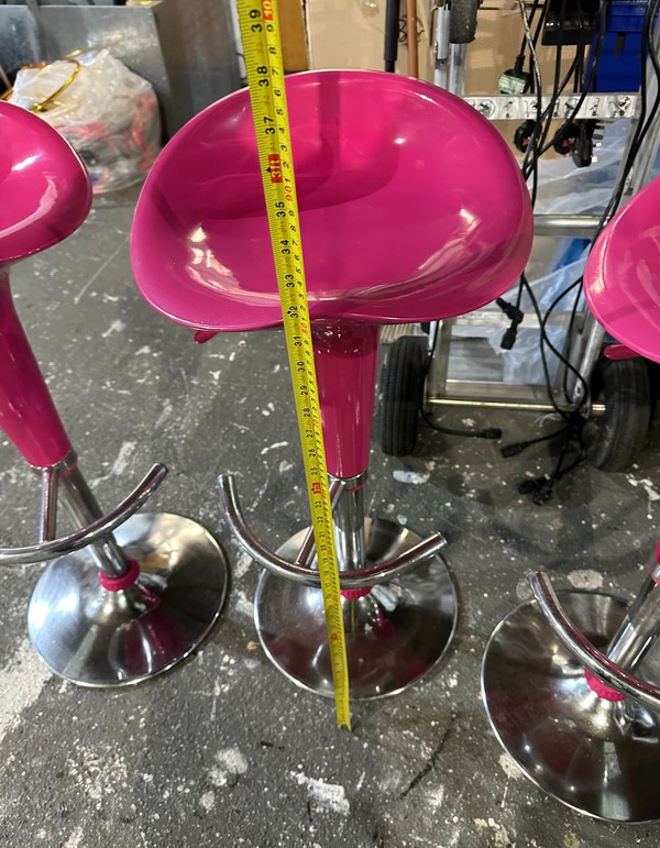 Secondhand 3x Vivid Pink Gas Lift Stools