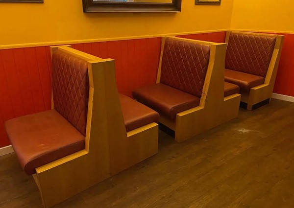 Red leather bench seating