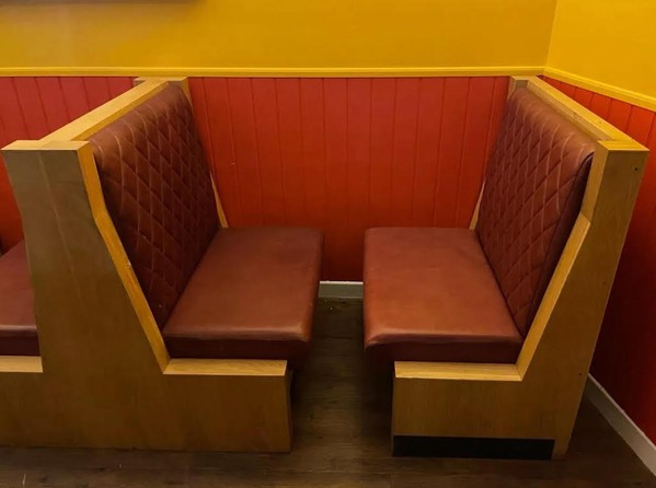 Red leather booths