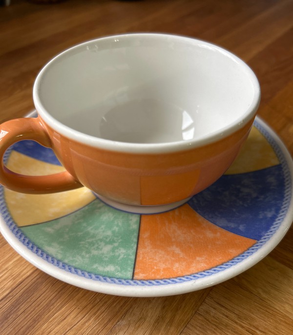 Secondhand Colourful Coffee, Tea Cups With Saucer