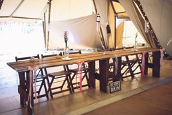 Rustic scaffold board trestle tables