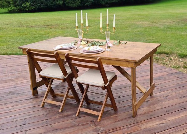 Folding Farmhouse tables for rustic weddings