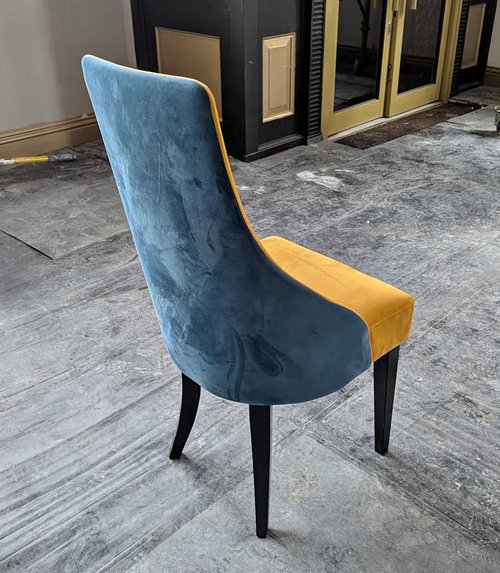 Elegant Orange and Blue Dining Chairs for sale Elegant Orange and Blue Dining Chairs for sale