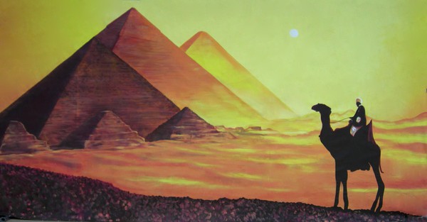 Secondhand Giant Egyptian Pyramids Themed Backdrop For Sale