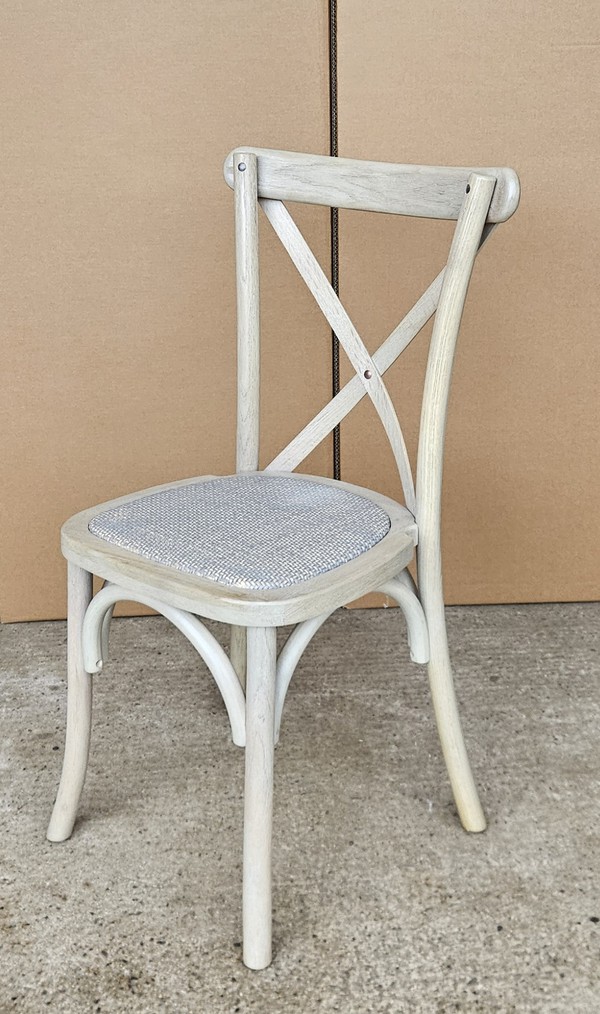 200x Mottled Grey Oak Cross Back Chairs For Sale