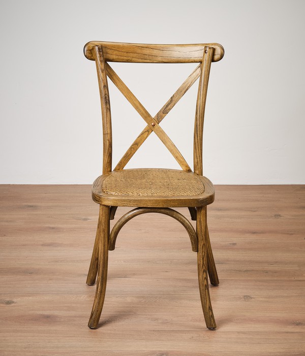 250x Blackwashed Elm Cross Back Chairs For Sale