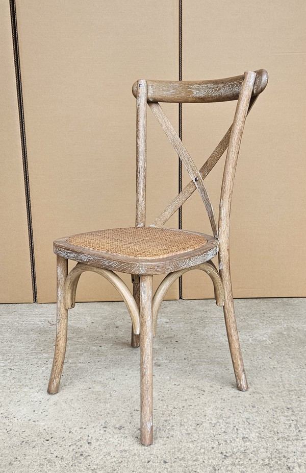 Rustic Oak Cross Back Chairs For Sale