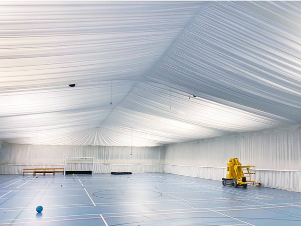 Marquee lining in a sports hall