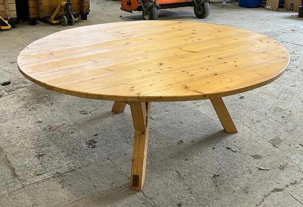 Secondhand 6x 6ft Pine Round Table, Removable Legs For Sale