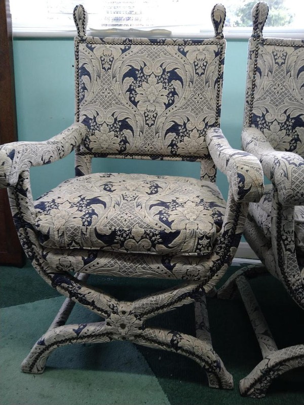 Pair of Upholstered Throne Chairs