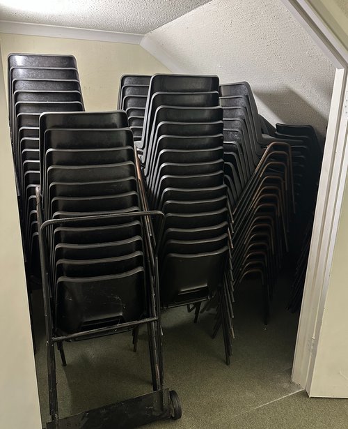 Secondhand 110x Black Plastic Stacking Chairs For Sale Secondhand 110x Black Plastic Stacking Chairs For Sale