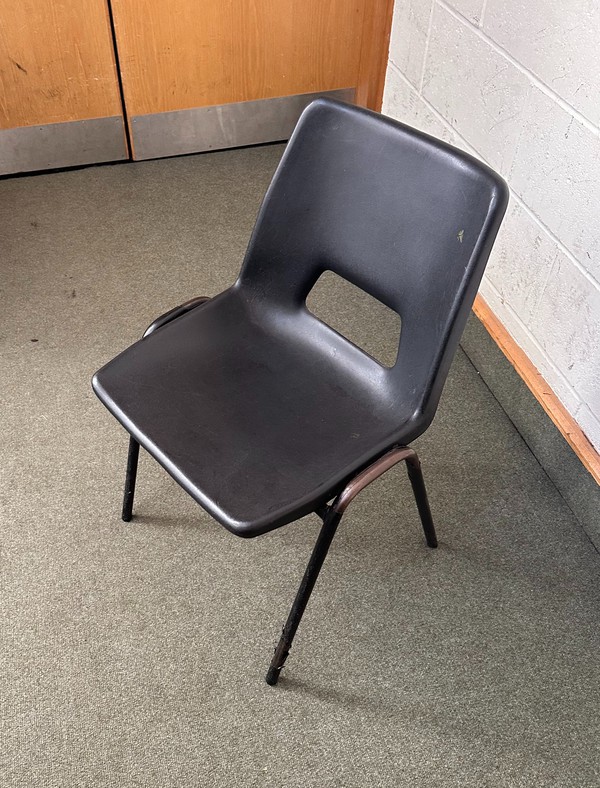 Secondhand 110x Black Plastic Stacking Chairs