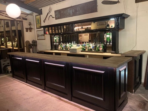 Secondhand Reclaimed Bar Counter and Back Bar For Sale