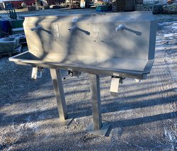 Secondhand Used Triple Tap Trough Knee Operated Sink For Sale