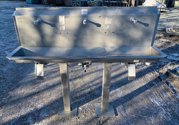 Used Triple Tap Trough Knee Operated Sink