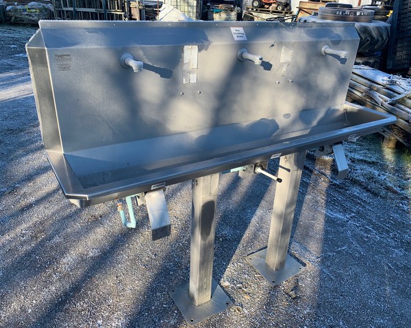 Used Triple Tap Trough Knee Operated Sink For Sale