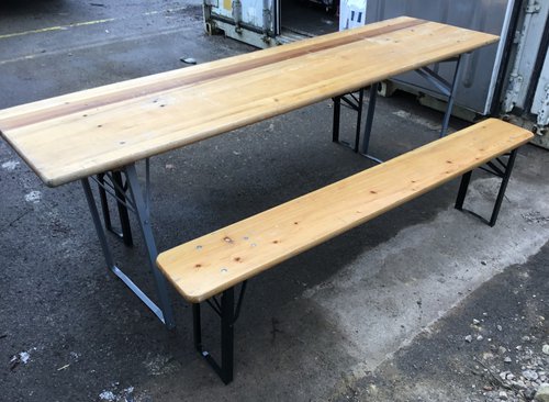 Secondhand 9x Folding Bavarian Table & Benches Set For Sale Secondhand 9x Folding Bavarian Table & Benches Set For Sale