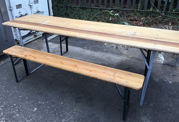 9x Folding Bavarian Table & Benches Set For Sale