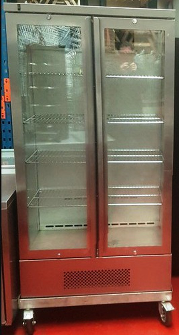 Secondhand Osborne Stainless Steel Upright Bottle Cooler Fridge For Sale