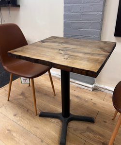 Wooden Table With Metal Base