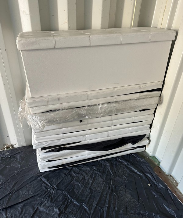 White Leather Storage Boxes