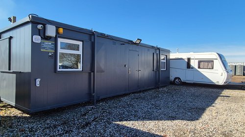 Secondhand 32x10ft Portable Building Refurbished in Grey For Sale Secondhand 32x10ft Portable Building Refurbished in Grey For Sale