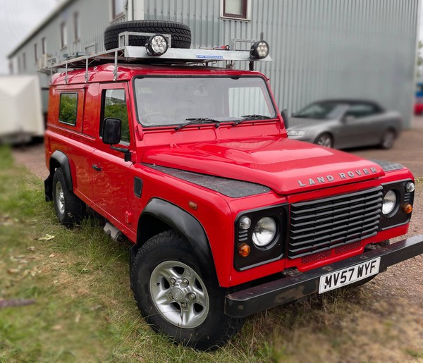 Red 2007 Landrover Defender Coffee van