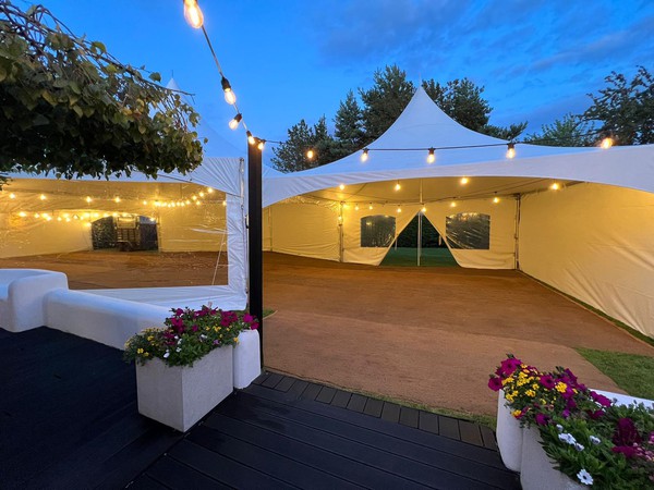 Pagoda marquee at night