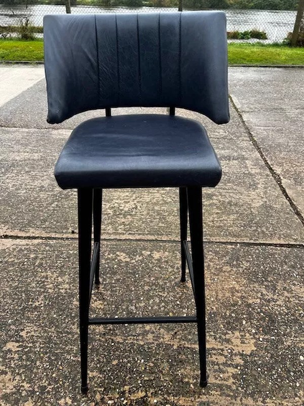 Black leather high bar stool