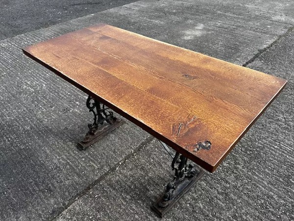 Traditional pub table with cast iron legs