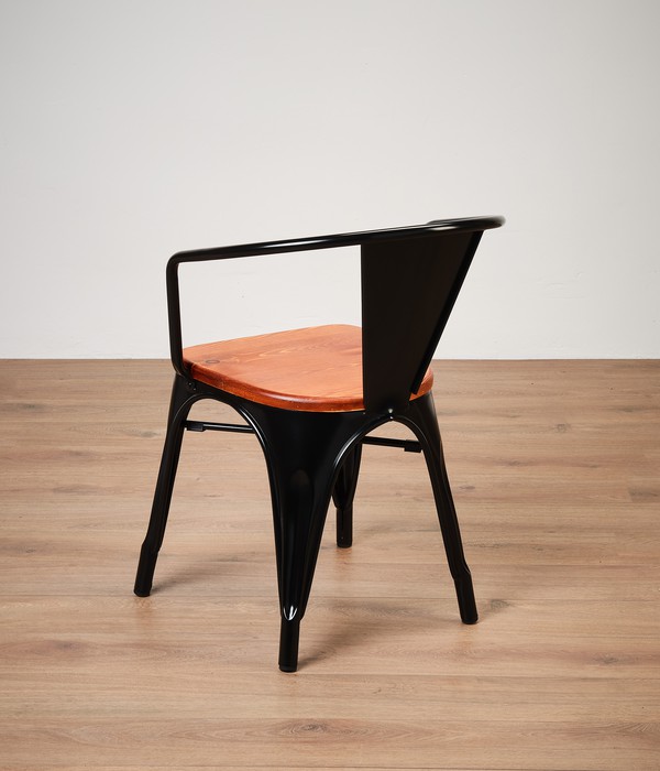 Black Tolix Style Chairs with wood seat