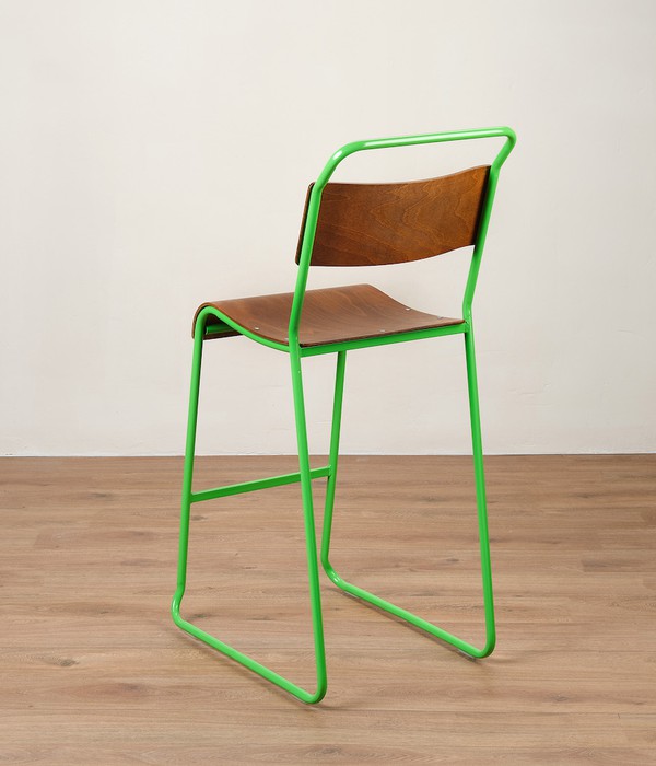 Green Metal  Retro Canteen Bar Stools