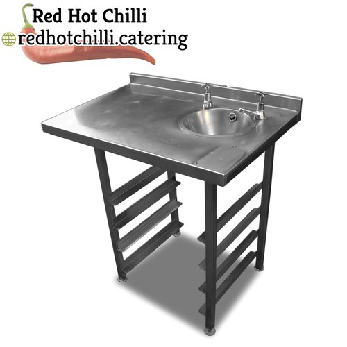 0.9m Stainless Steel Table With Handwash Sink & Racking 0.9m Stainless Steel Table With Handwash Sink & Racking