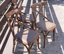 Brown Cross Back Bistro Dining Chairs