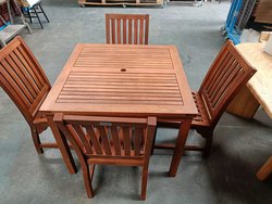 Teak garden furniture set with four chairs