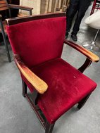 Secondhand Padded Red Velvet Wooden Dining Chair For Sale Restaurant Bar Pub Bistro Cafe