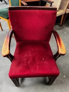 Secondhand Padded Red Velvet Wooden Dining Chair For Sale Restaurant Bar Pub Bistro Cafe